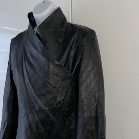 Osken black perforated leAther jacket - Picture 3 of 10